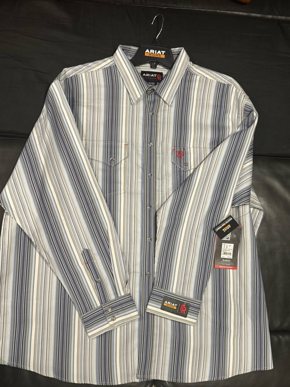 Ariat Men's Navy and White Stripe Button-Down Work Shirt